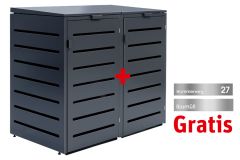Mülltonnenbox aus Metall 240L RAL7016 2-Türig + inkl. Beschriftungsblende GRATIS
