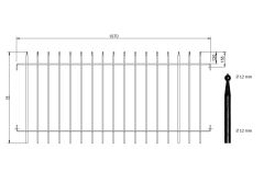 Gartenzaun | Zaunelement Typ 1 | pulverbeschichtet | Breite 1970 mm | Höhe 1430 mm