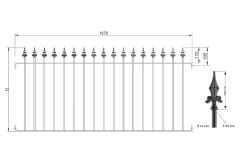 Gartenzaun | Zaunelement Typ 4 | pulverbeschichtet | Breite 1970 mm | Höhe 930 mm 