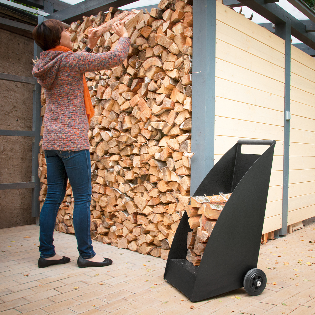kaminholzwagen-wood-rund-verz-stahlblech-pulverlackiert-weiss Kaminholzwagen WOOD rund Weiß