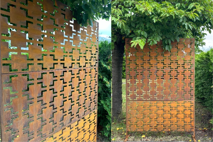 sichtschutz im xl format in Rostoptik 120 x 193 cm