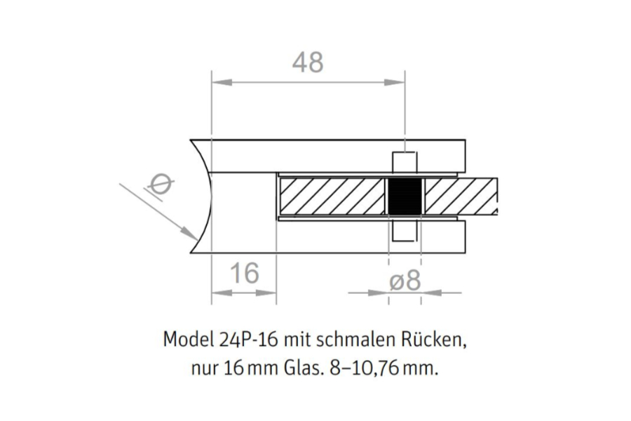 Glasklemme mit ABP Ansatz rund 42,4mm